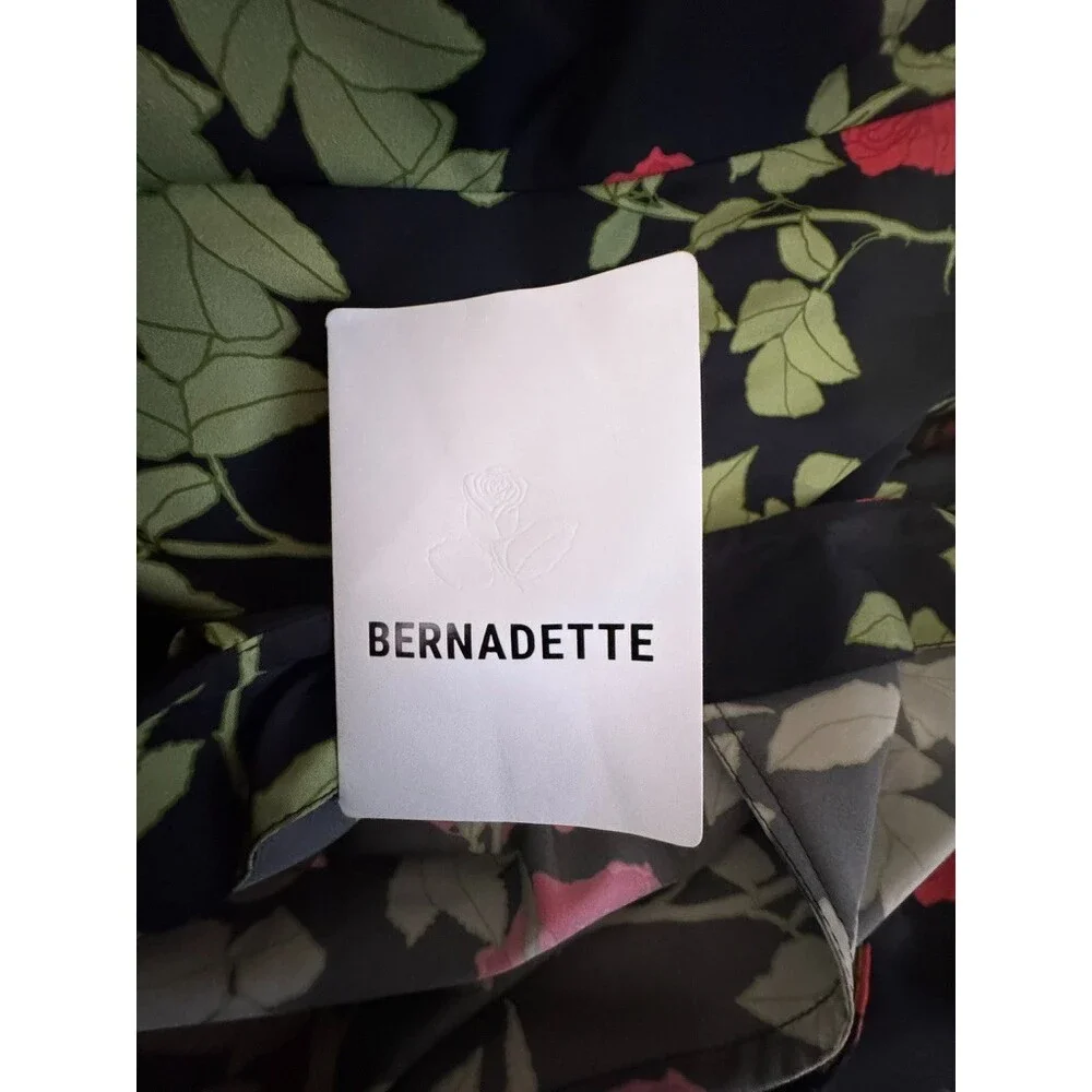 BERNADETTE Antwerp Kennedy Climbing Roses Floral Maxi Skirt Black Red Small 36